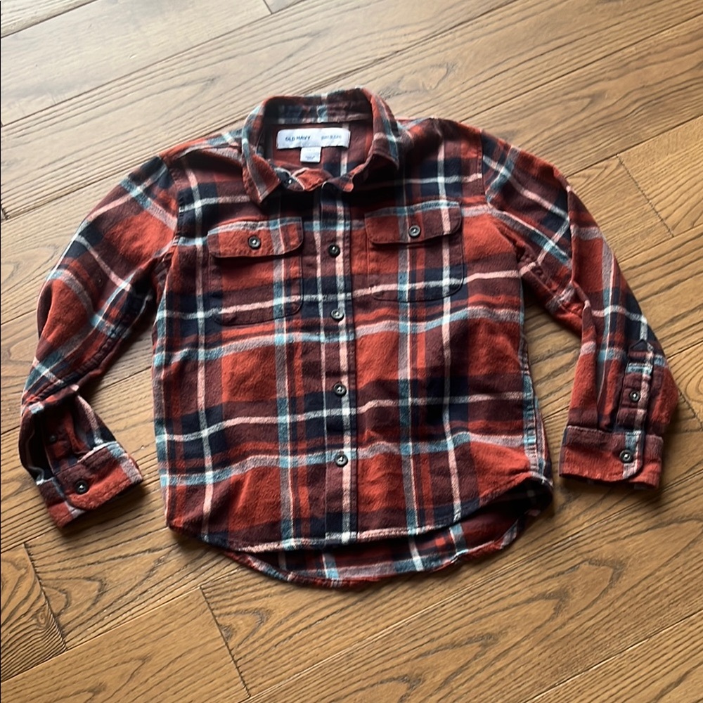 Old Navy Red and Black Checkered Flannel Shirt
